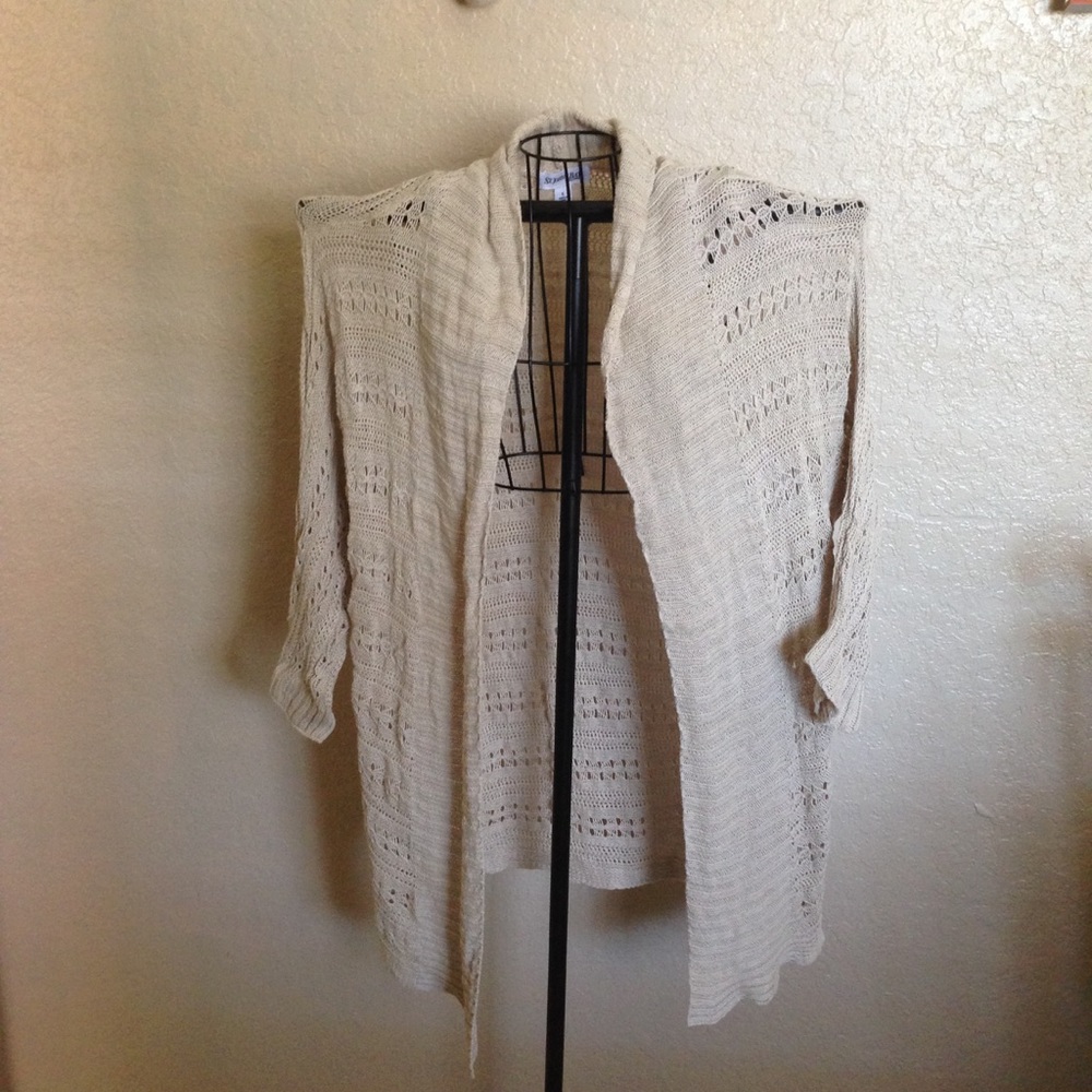 St John's Bay Knit Cardigan Open Front , Tan, L
